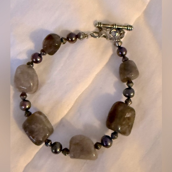 Smokey Quartz Sterling Silver Bracelet - Picture 1 of 3